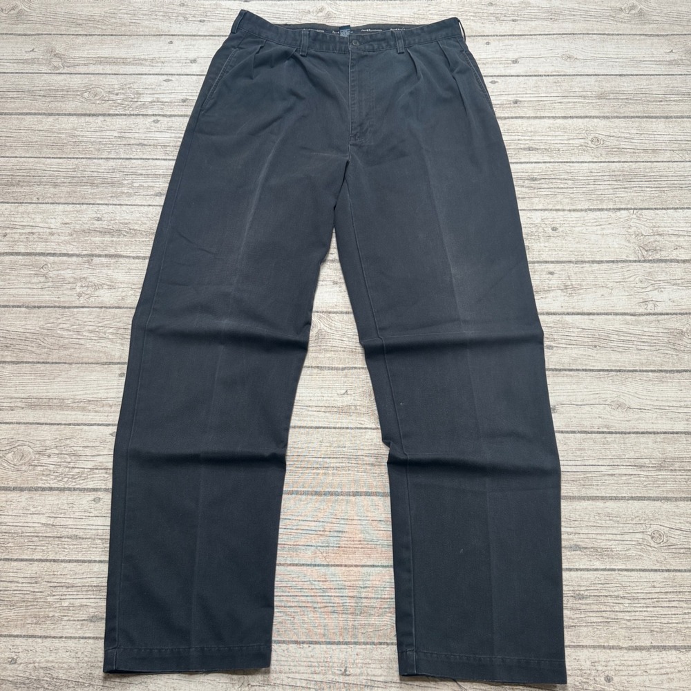 Vintage Polo Ralph Lauren Pants Men's 34x34 Black Relaxed Fit Cotton Trousers